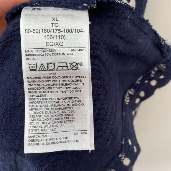 GAP Navy Blue White Speckled Tiered Cotton/Modal Summer Dress Womens XL - Picture 6 of 8